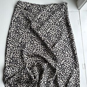 Calista Leopard Print Midi Silky Draped Alt Style Slip Skirt L